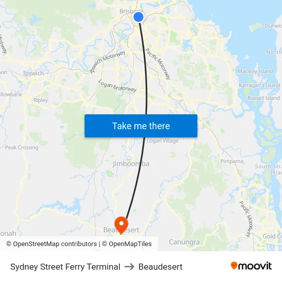 Sydney Street Ferry Terminal to Beaudesert map