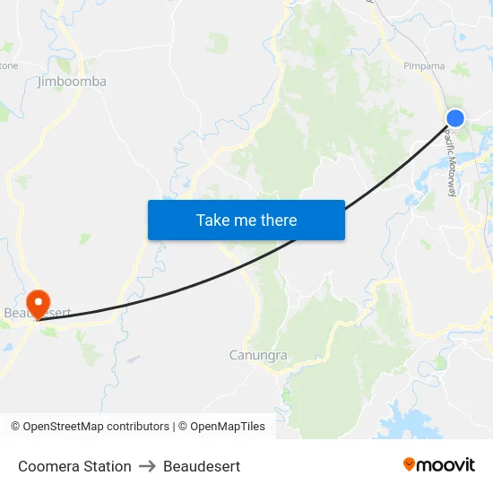 Coomera Station to Beaudesert map
