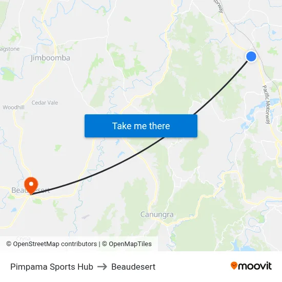 Pimpama Sports Hub to Beaudesert map