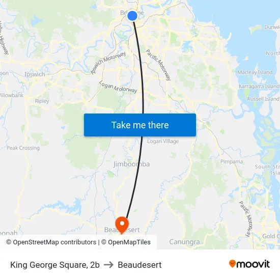 King George Square, 2b to Beaudesert map