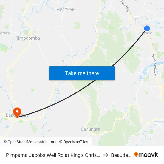 Pimpama Jacobs Well Rd at King's Christian College to Beaudesert map