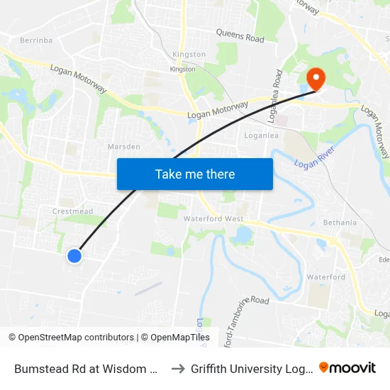 Bumstead Rd at Wisdom Way to Griffith University Logan map