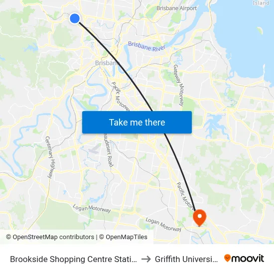 Brookside Shopping Centre Station, Platform A to Griffith University Logan map