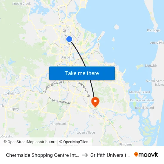 Chermside Shopping Centre Interchange H to Griffith University Logan map