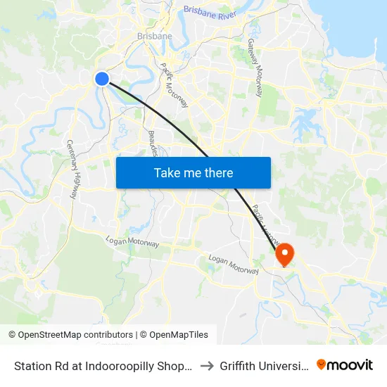 Station Rd at Indooroopilly Shopping Ctr, Stop D to Griffith University Logan map