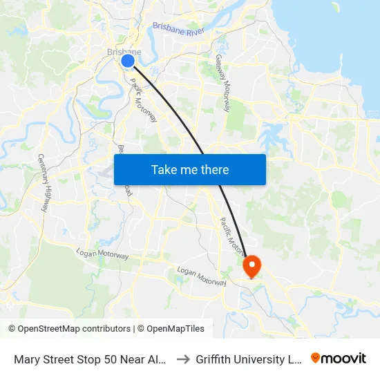 Mary Street Stop 50 Near Albert St to Griffith University Logan map