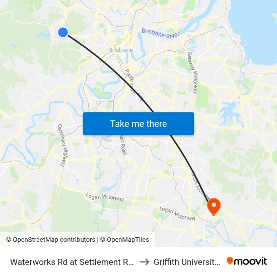 Waterworks Rd at Settlement Road, Stop 36 to Griffith University Logan map