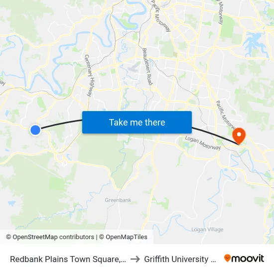 Redbank Plains Town Square, Stop C to Griffith University Logan map