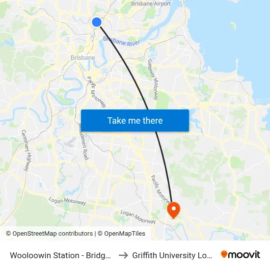 Wooloowin Station - Bridge St to Griffith University Logan map