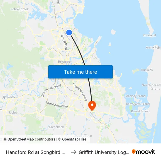 Handford Rd at Songbird Way to Griffith University Logan map
