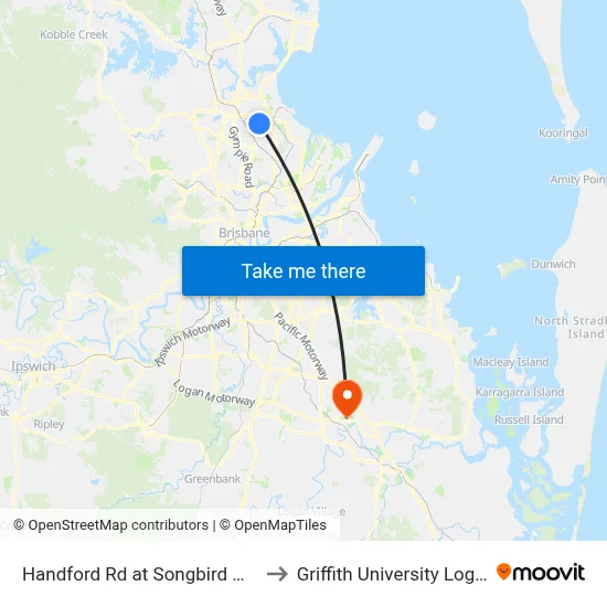 Handford Rd at Songbird Way to Griffith University Logan map