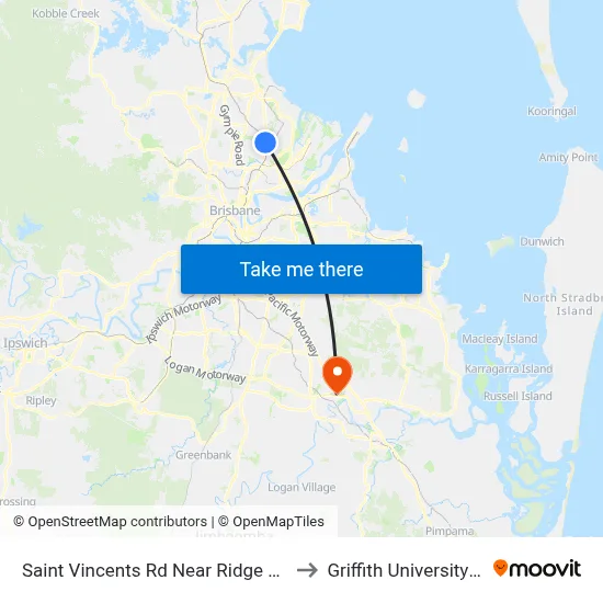 Saint Vincents Rd Near Ridge St, Stop 19 to Griffith University Logan map