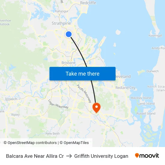 Balcara Ave Near Allira Cr to Griffith University Logan map