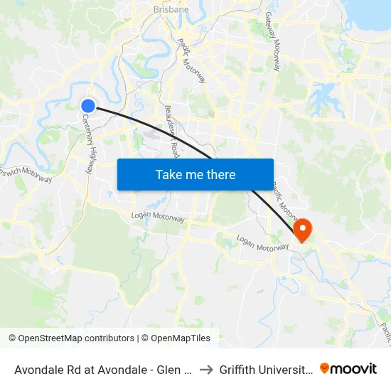 Avondale Rd at Avondale - Glen Ross, Stop 61 to Griffith University Logan map