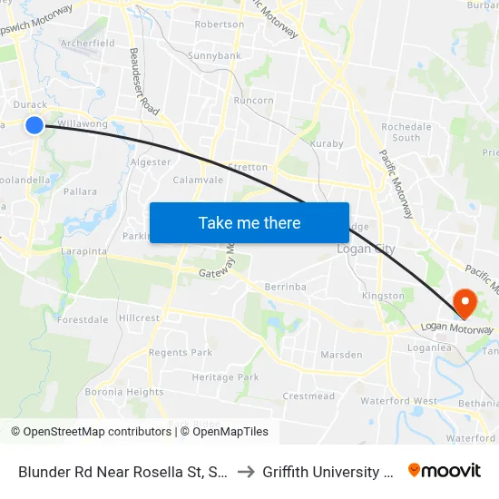 Blunder Rd Near Rosella St, Stop 60a to Griffith University Logan map