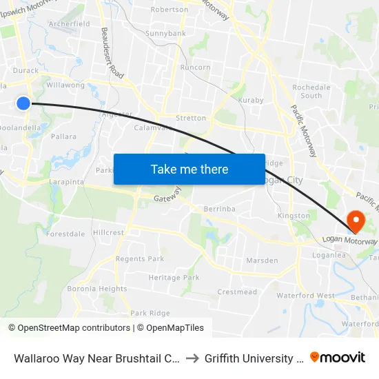 Wallaroo Way Near Brushtail Cr, Stop 61 to Griffith University Logan map