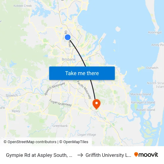 Gympie Rd at Aspley South, Stop 41 to Griffith University Logan map