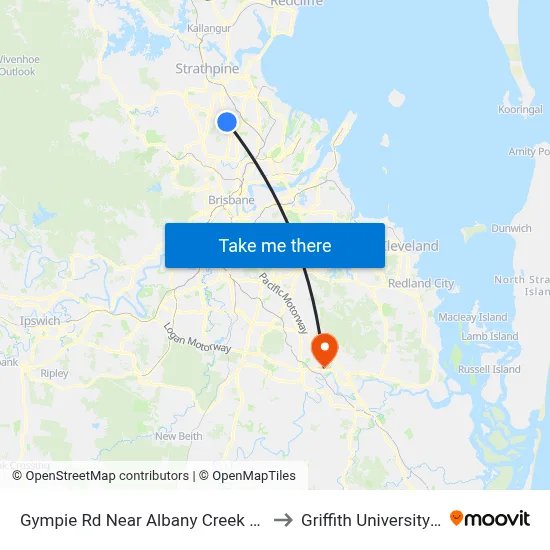 Gympie Rd Near Albany Creek Rd, Stop 42 to Griffith University Logan map