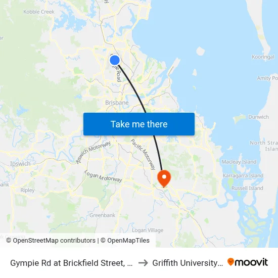 Gympie Rd at Brickfield Street, Stop 45/44 to Griffith University Logan map