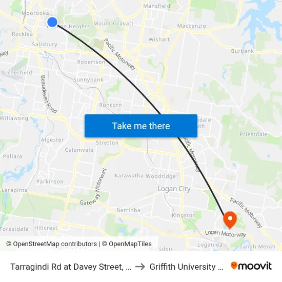 Tarragindi Rd at Davey Street, Stop 40 to Griffith University Logan map