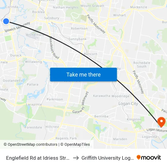 Englefield Rd at Idriess Street to Griffith University Logan map