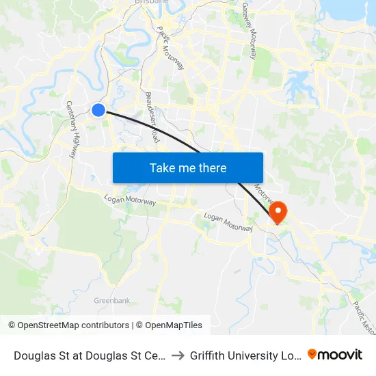 Douglas St at Douglas St Central to Griffith University Logan map