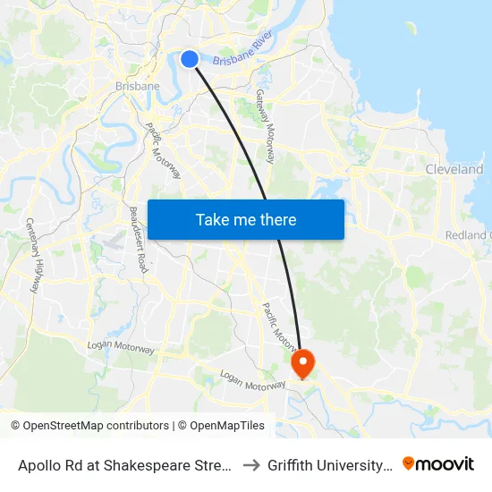 Apollo Rd at Shakespeare Street, Stop 39 to Griffith University Logan map