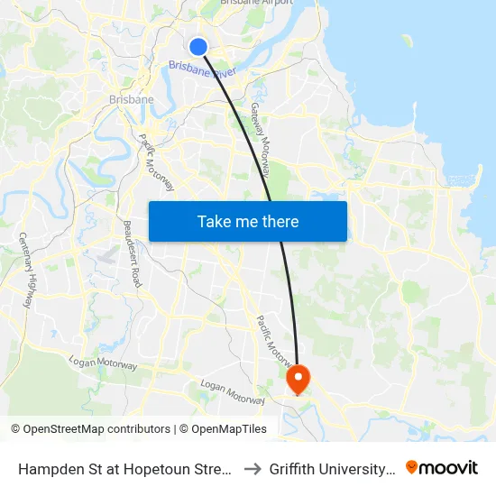 Hampden St at Hopetoun Street, Stop 30 to Griffith University Logan map