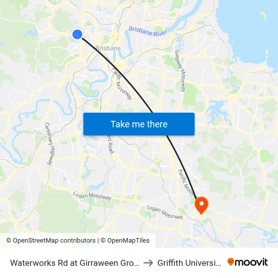 Waterworks Rd at Girraween Grove, Stop 21/22 to Griffith University Logan map