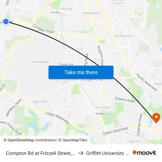 Compton Rd at Frizzell Street, Stop 85 to Griffith University Logan map