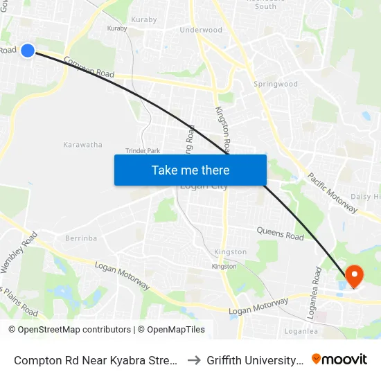 Compton Rd Near Kyabra Street, Stop 86 to Griffith University Logan map