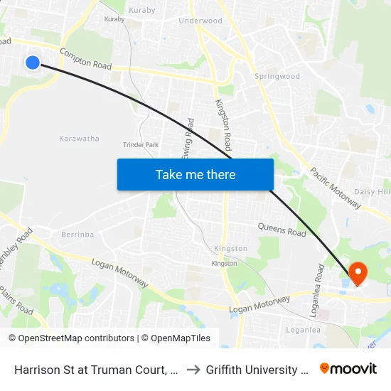 Harrison St at Truman Court, Stop 89 to Griffith University Logan map