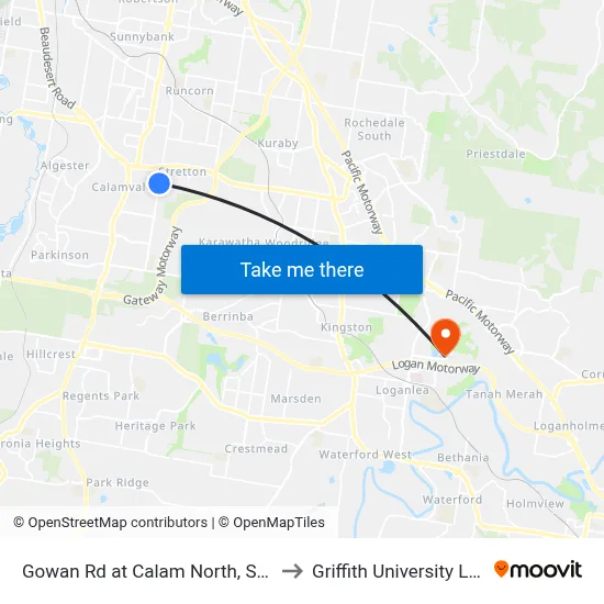 Gowan Rd at Calam North, Stop 35 to Griffith University Logan map