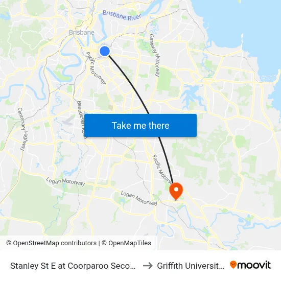 Stanley St E at Coorparoo Secondary College to Griffith University Logan map