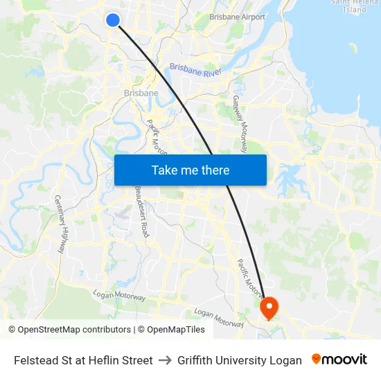 Felstead St at Heflin Street to Griffith University Logan map