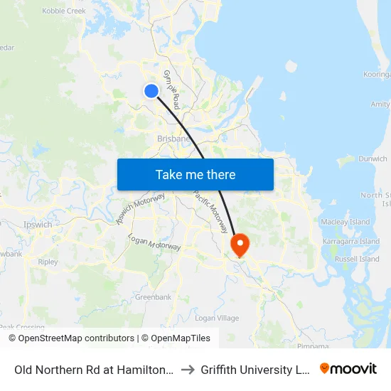 Old Northern Rd at Hamilton Road to Griffith University Logan map