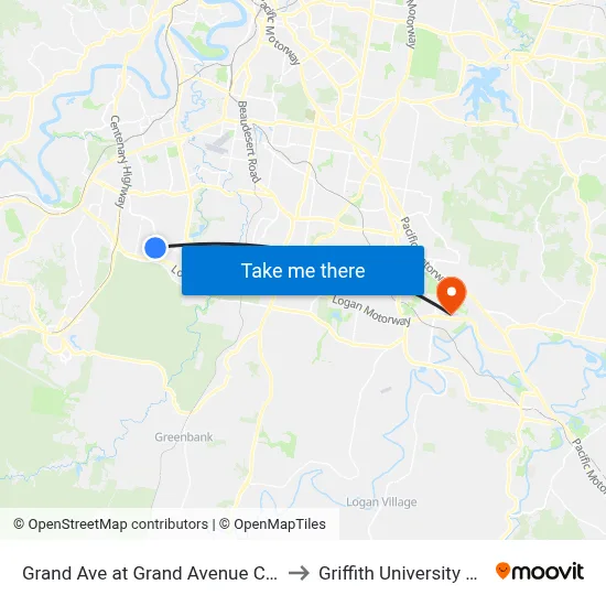 Grand Ave at Grand Avenue Cascade to Griffith University Logan map