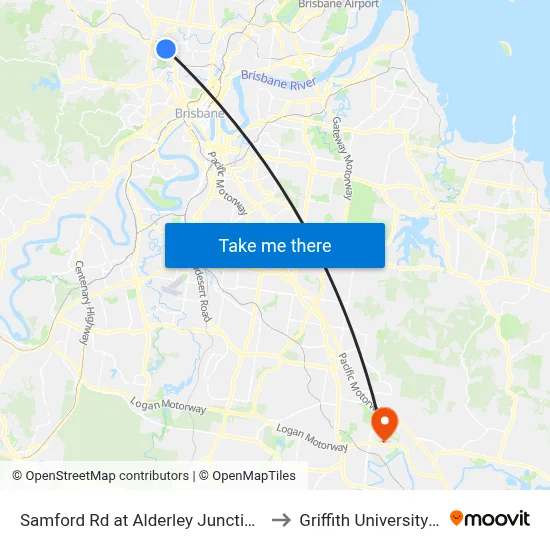 Samford Rd at Alderley Junction, Stop 26 to Griffith University Logan map