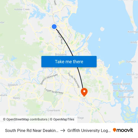 South Pine Rd Near Deakin St to Griffith University Logan map