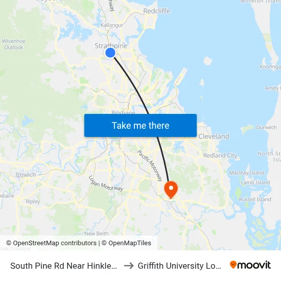 South Pine Rd Near Hinkler Ct to Griffith University Logan map