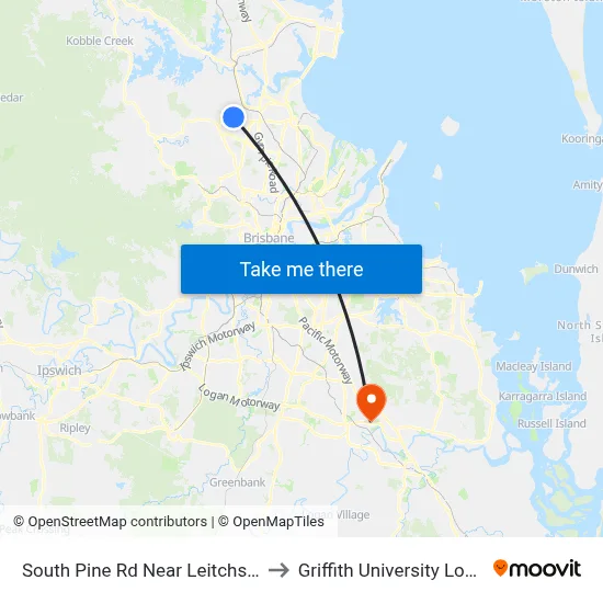 South Pine Rd Near Leitchs Rd to Griffith University Logan map