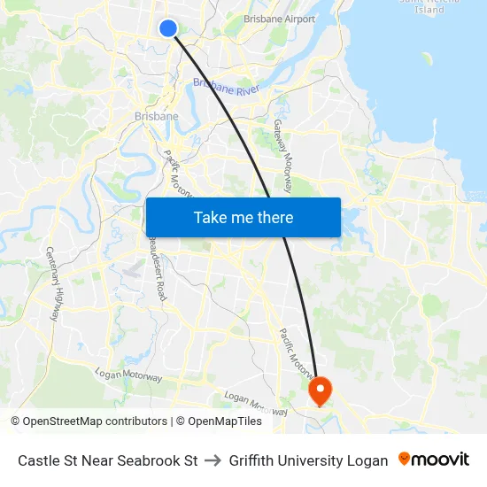 Castle St Near Seabrook St to Griffith University Logan map