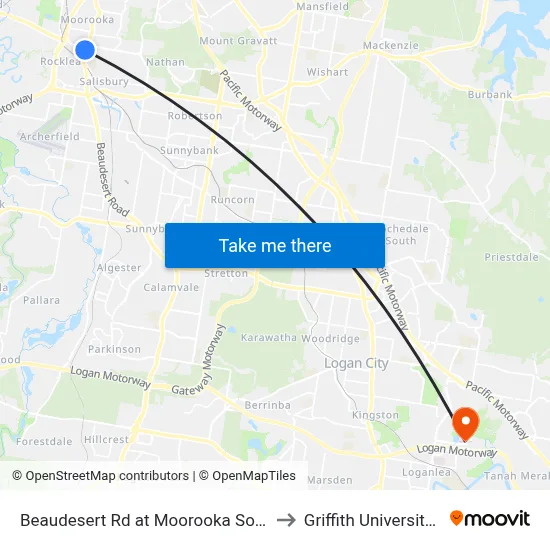 Beaudesert Rd at Moorooka South, Stop 38 to Griffith University Logan map