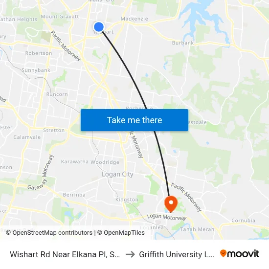 Wishart Rd Near Elkana Pl, Stop 76 to Griffith University Logan map