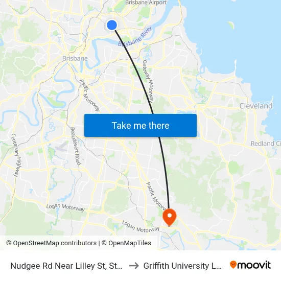 Nudgee Rd Near Lilley St, Stop 34 to Griffith University Logan map