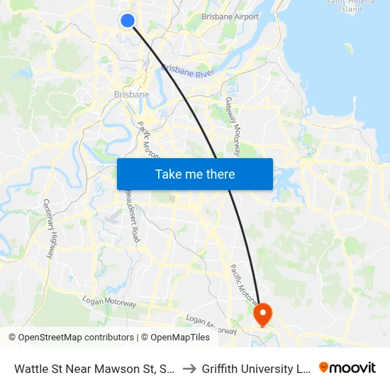 Wattle St Near Mawson St, Stop 35 to Griffith University Logan map