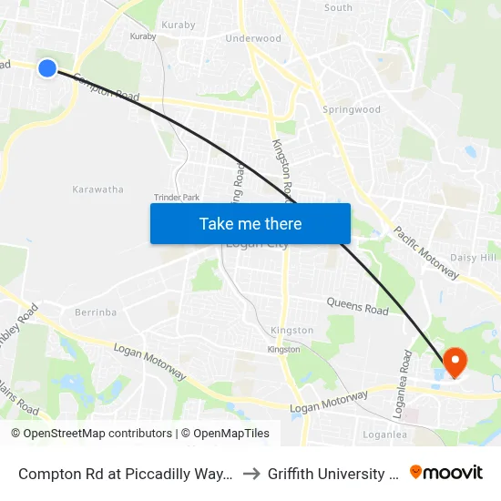 Compton Rd at Piccadilly Way, Stop 28 to Griffith University Logan map