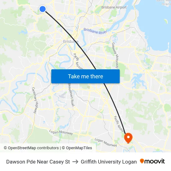Dawson Pde Near Casey St to Griffith University Logan map