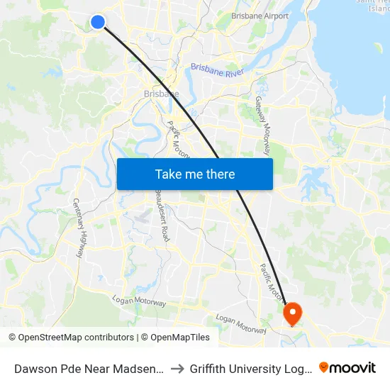Dawson Pde Near Madsen St to Griffith University Logan map