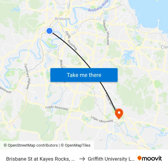 Brisbane St at Kayes Rocks, Stop 15 to Griffith University Logan map